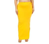 Georgio Martini - First Time In India Plus Size Cotton Lycra Saree Shapewear for Women Straight Cut Skirt with Side Cut | Shape Wear Dress for Sarees | Petticoat with Drawstring S to 10XL, Yellow, 7XL