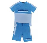 GEORGIO PEVIANI Mens Time Is Money Tracksuit Set Gym Men's Cotton T Shirt & Shorts Casual Wear (UK, Alpha, XL, Regular, Regular, Light Blue)