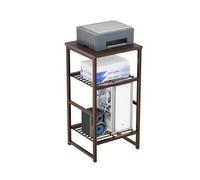 GEORIS Industrial Printer Stand 3 Tier, Home Printer Wood Table with Wire Storage Shelf for Scanner Fax Machine, Heavy Duty Metal, Bronze