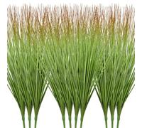 Geosar 10 Pack Artificial Plants 27 Inch Tall Onion Grass Greenery Fake Grass Faux Greenery Stems Green Artificial Shrubs for Outdoors Plastic Small Bushes for Office Room Gardening Indoor (Green,)