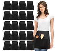 Geosar 12 Pieces Waist Apron Black Waiter Waitress Aprons with 3 Pockets Half Black Chef Bib for Men and Women Kitchen Cooking Cleaning Painting Gardening Bistro Restaurant Catering