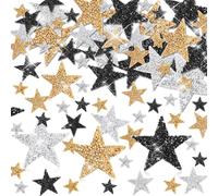Geosar 120 Pcs 4 Sizes Iron on Star Patches Star Shaped Rhinestone Appliques Adhesive Glitter Appliques Embellishments for DIY Crafts Clothes Graduation Decor(Black,Silver, Gold)