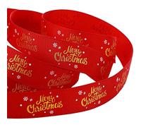 Geosar 20 Yard Christmas Cake Decorations Grosgrain Ribbon (Red, Snowflake)