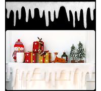 Geosar 4 Pieces Glitter Icicle Borders Christmas Icicle Trim Fringe Winter Bulletin Board Borders Snow Decorations for Winter Xmas Holiday Classroom Window Sill Mantel Wall Decor