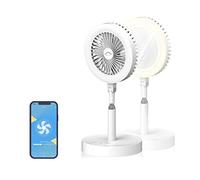 GeoSmartPro AirLit - Portable Standing Fan With LED light, app-controlled, 10,000mAh Rechargeable Battery USB Powered, Height Adjustable, Voice Assistant. Accessories: Mobile Holder, Magnetic mirror.
