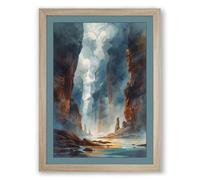 Geothermal Monument Dramatic Framed Wall Art Print A2 (59.4×42cm) Oak, Wall Decor for Living Room, Bedroom, Office & Home, Ready to Hang, Art Gift