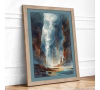Geothermal Monument Dramatic Framed Wall Art Print A4 Oak | Ready to Hang, Premium Gi Paper, Fade-Resistant Inks, Securely Packaged, UK Made