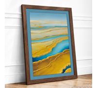 Geothermal Rivers Modern Framed Wall Art Print A3 (42×29.7cm) Walnut, Wall Decor for Living Room, Bedroom, Office & Home, Ready to Hang, Art Gift