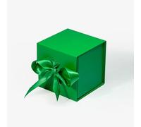 Geoto 3.74x3.74x3.74" Luxury Candle Packaging Box, Rigid Cardboard Chocolate Packaging Boxes Wholesale (1 Count (Pack of 1), Green with Ribbon)