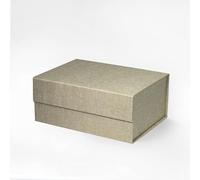 Geoto 9.25"X6.7"X3.93" A5 Deep Size Gift Wrapping Box, Magnetic Closure Collapsible Magnet Gift Packaging Box (Nature Linen)