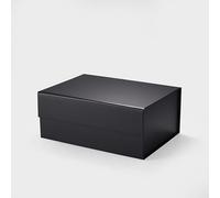 Geoto 9.25"X6.7"X3.93" A5 Deep Size Gift Wrapping Box, Magnetic Closure Collapsible Magnet Gift Packaging Box (Black, Pack of 1)