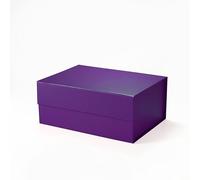 Geoto 9.25"X6.7"X3.93" A5 Deep Size Gift Wrapping Box, Magnetic Closure Collapsible White Black Magnet Gift Packaging Box(Purple)