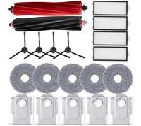 Geoviizon Accessories Kit for Roborock Qrevo Master/Qrevo Slim Robot Vacuum Cleaner Replacement Parts. 1 Main Roller Brush, 4 Hepa Filters, 5 Mop Pads, 4 Side Brushes, 5 Dust Bags