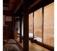 Geovne Carbonization Bamboo Roller Blinds,Retro Decorative Bamboo Blinds,Bamboo Roll Up Window Blind,Light Filtering Roller Shades,50cm to 160cm Wide,for Living Room,the Office (75x130cm/29.5x51.2in)