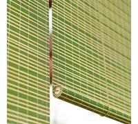 Geovne Green Dust-Proof Bamboo Roller Blind, 60-150cm Wide, Customizable Roll Up Window Blind, Roman Shade for Living Dining Room/Bedroom, With Fitting (150x230cm/59x90in)