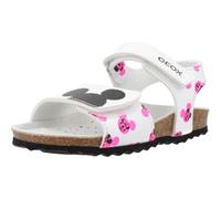 Geox Adriel Girl Children's Sandals in White Smooth Leather, White Fluofuchsia., 3.5 UK