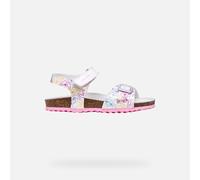 Geox J Adriel Girl C Sandal, White/DK Pink, 39 EU