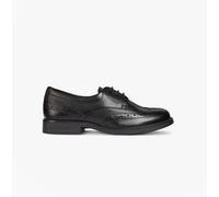 Geox Agata Girls Leather Lace-Up Breathable Black School Shoes