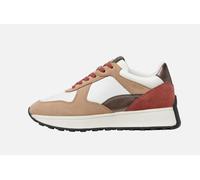 Geox Amabel Womens Trainers White Peach Nappa Leather Suede Fashion Shoe Low Top