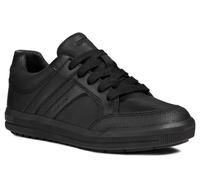 Geox Arzach Zip & Lace Up Youth UK 1.5 EU 34 Black Leather School Trainers Shoes