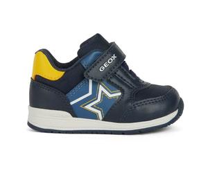 Geox Baby Boys' B RISHON Boy A Trainers, Navy/Yellow, 18 EU