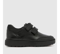 Boy's GEOX J RIDDOCK Boys Leather Touch Fasten School Shoes Black - Size: UK 8.5 / eur 26