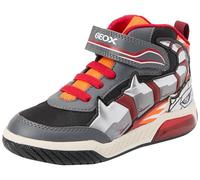 Geox J INEK BOY C Sneaker, DK Grey/Orange, 2 UK