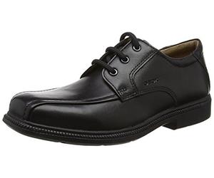 Geox Boy's Jr Federico H Shoes - Black, 5 (Youth) - Full Leather Upper, Uniform, Derby, Lace-Up, Work, Solid, Moderate Cushioning, Flat Heel, Breathable and Waterproof Membrane