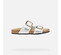 Geox Women's D BRIONIA R B Flat Sandal, White, 39 EU