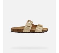 Geox Women's D BRIONIA L Flat Sandal, LT Gold, 41 EU