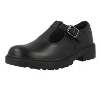 Geox Casey Black T-Bar School Shoes Girl's Leather Breathable Comfortable