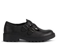 Geox Casey Girls Leather Double Strap School Shoe, Black, Size 12.5 Younger Black