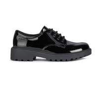 Geox Girls' Casey Derby Lace School Shoes Faux Patent Leather Black