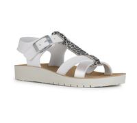 Geox Girls J Costarei Gi Sandal, White Silver, 9 UK Child