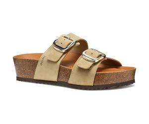 Geox D BRIONIA H Leather Womens Light Taupe Wedges - Size UK 6