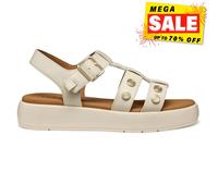 Geox D Camalei Womens Sandals Chic Flatform Summer Beach Buckle Sandal Off White