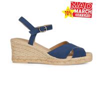 Geox Women's D Gelsa Low C Wedge Sandal, navy, 3 UK