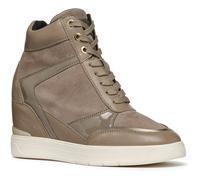 Geox D Maurica Leather Womens Dark Taupe Trainers - Size UK 6