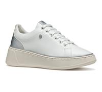 Geox D SUNNETTY Synthetic Polyurethane Womens White/Silver Trainers - Size UK 4