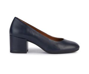 Geox Elelna Womens Heels Leather Fashion Designer Shoes Navy