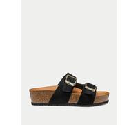 Geox female Suede Buckle Flatform Sliders - 6 - Black, Black
