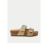 Geox female Suede Platform Slider Slippers - 6 - Taupe, Taupe