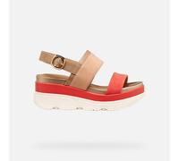 Geox Women's D Gardenia A Wedge Sandal, Peach/LT Brown, 38.5 EU