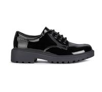 Geox Kids' Casey Faux Patent Leather Derby School Shoes, Black