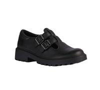 (11 UK Child, Black) Geox Girls Casey Ballerina Leather School Shoes