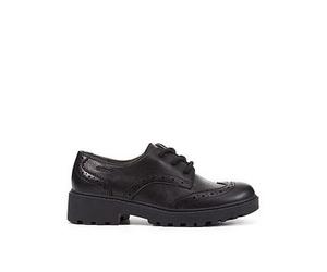 Geox Girls Casey Lace Up School Brogue, Black, Size 1 Older Black