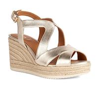 Geox Girls' D Panarea Espadrille Wedge Sandal, Gold, 6.5 UK