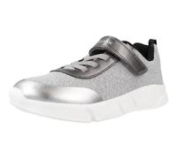 Geox Girl's J Aril D Sneaker, Dk Silver Black, One Size