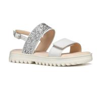 Geox Girls J Coralie Gir Sandal, White Lt Silver, 2 UK