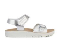 Geox Girls J Costarei Gi Sandal, Silver White, 5 UK